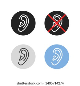 set of outline human ear icon. concept of minimal signs for clinics, shopping centers and public places. flat linear style trend modern logotype graphic simple design isolated on white background