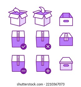 Set outline icon box simple vector design