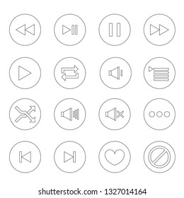 Set outline icon music and multimedia on white background, Vector