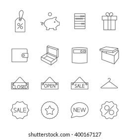 Set outline icon purchases of thin lines isolated on white background second part, vector illustration.