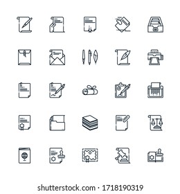 Set of outline icon related with document. Editable stroke. Outline icons suitable for web, infographics, interface and apps.