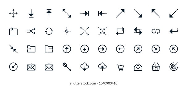 Set of outline icon related with simple arrow. Editable stroke. Outline icons suitable for web, infographics, interface and apps.
