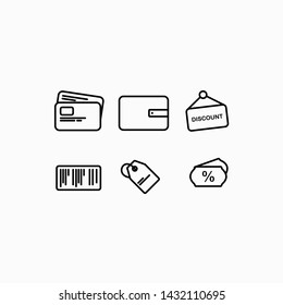 Set outline icons about shopping. 

