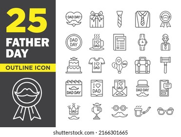 Set of outline icons about father day. Editable vector