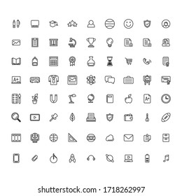 Set of outline icons about school, studying, e-learning. 