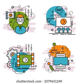 Set of outline icons of Additional realities.
Colorful icons for website, mobile, app design and print.