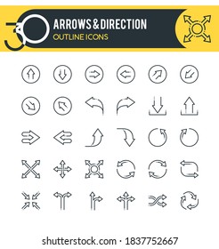 Conjunto de iconos de esquema. Flechas y dirección