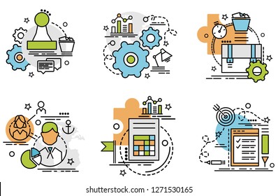 Set of outline icons of Audit.
Colorful icons for website, mobile, app design and print.
