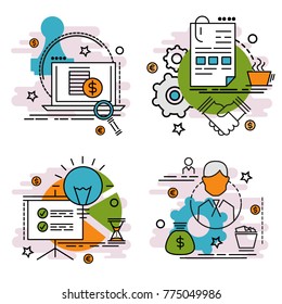 Set of outline icons of business 
Colorful icons for website, mobile, app design and print.
