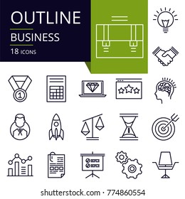 Set of outline icons of business 
Modern icons for website, mobile, app design and print.
