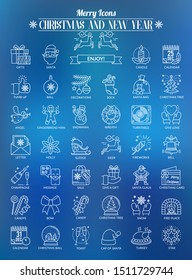 Set of outline icons of Christmas and New Year. The set can be used for several purposes like: websites, print templates, presentation templates, promotional materials, infographics