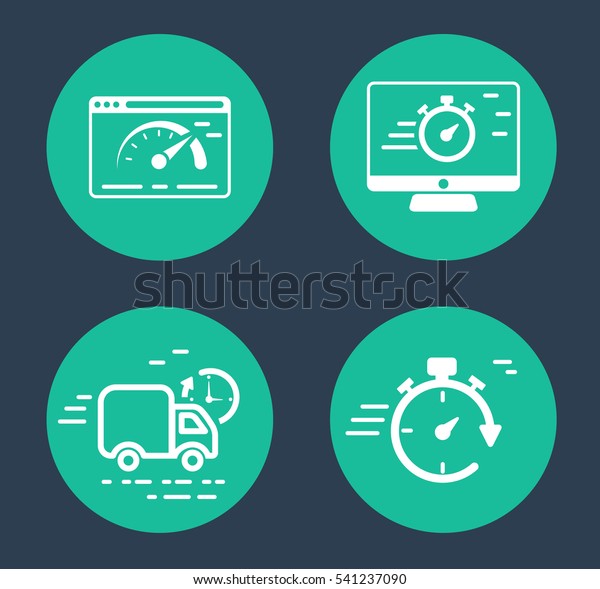 Set outline icons with clock. Icon Delivery ,
Icon Internet speed and Icon
clock