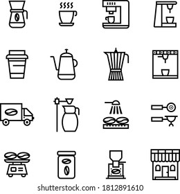 Set of outline icons for coffee shop 