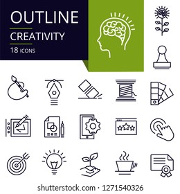 Set of outline icons of Creativity.
Modern icons for website, mobile, app design and print.
