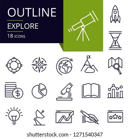 Set of outline icons of Explore.
Modern icons for website, mobile, app design and print.
