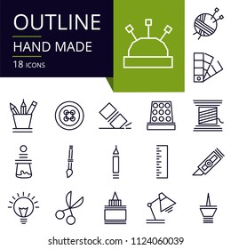 Set of outline icons of Handmade.
Modern icons for website, mobile, app design and print.