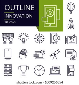 Set of outline icons of Innovation.
Modern icons for website, mobile, app design and print. 