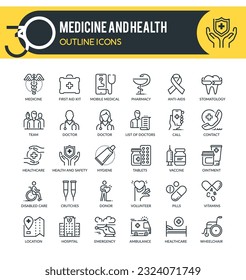 Set von Skizzensymbolen zu folgenden Themen: Medizin, Gesundheitswesen, Online-Medizin, Klinik und Krankenhäuser, Apotheke und andere. Jedes Icon ist fein konzipiert auf Pixel perfekt 32X32 Größe Raster. 