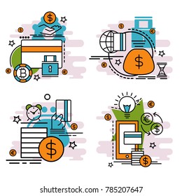 Set of outline icons of Payment.
Colorful icons for website, mobile, app design and print.