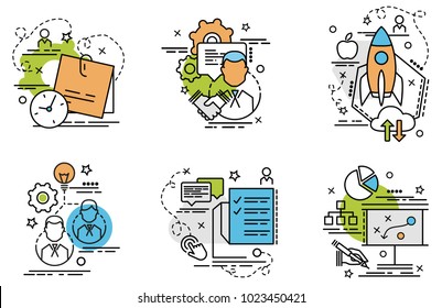 Set of outline icons of Planning.
Colorful icons for website, mobile, app design and print. 