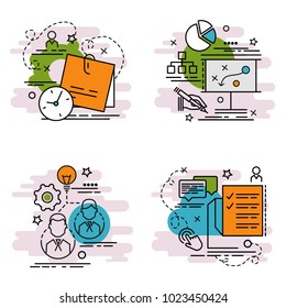 Set of outline icons of Planning.
Colorful icons for website, mobile, app design and print. 