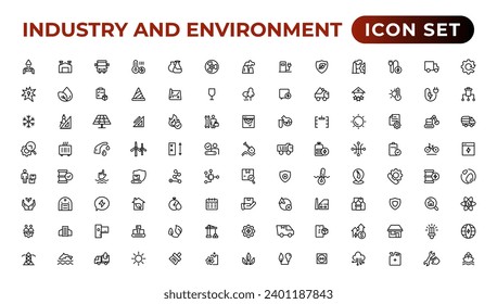 Set of outline icons related to green, renewable energy, alternative sources energy. Eco icon collection.Outline icon collection.
