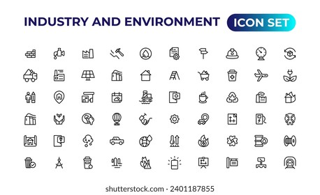 Set of outline icons related to green, renewable energy, alternative sources energy. Eco icon collection.Outline icon collection.
