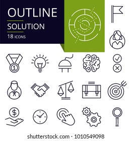 Set of outline icons of Solution.
Modern icons for website, mobile, app design and print. 