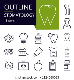 Set of outline icons of Stomatology.
Modern icons for website, mobile, app design and print.