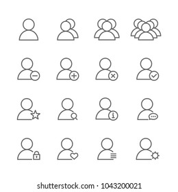Set outline icons user and avatar stock vector
