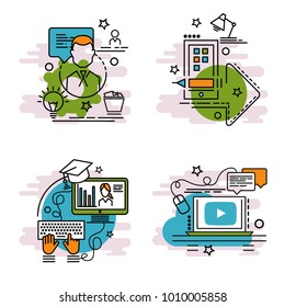 Set of outline icons of Workflow.
Colorful icons for website, mobile, app design and print. 