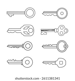 Set of outline key icons