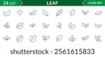 Set of outline Leaf line icon set. Collection of vector symbol in trendy flat style on white background. Leaf sings for design.
