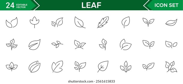 Set of outline Leaf line icon set. Collection of vector symbol in trendy flat style on white background. Leaf sings for design.
