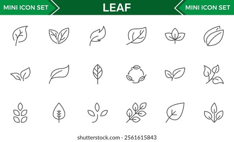 Set of outline Leaf line icon set. Collection of vector symbol in trendy flat style on white background. Leaf sings for design.
