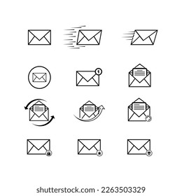 Set of Outline mail icon. Line mail symbol for website design, mobile application, and other. Vector illustration