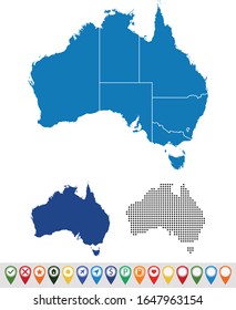 Set outline maps of Australia