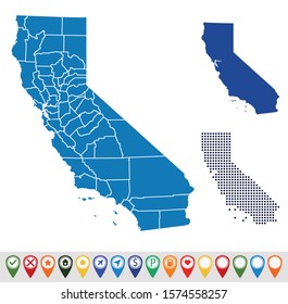 Set outline maps of California