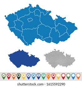 Set outline maps of Czech Republic