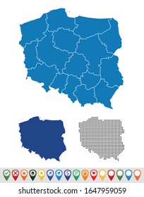 Set outline maps of Poland