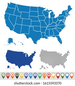 Set outline maps of USA