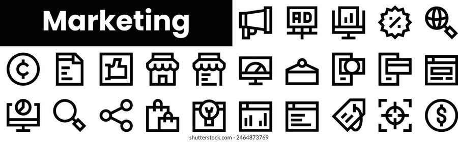 Set of outline marketing icons. Minimalist thin linear web icon set. vector illustration.