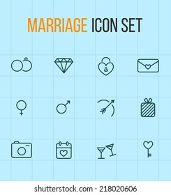 Set Of Outline Marriage Icons