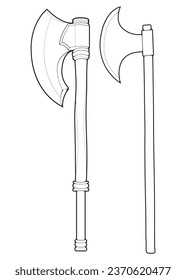 Conjunto De Contorno De Un Vector Ex Medieval. Ilustración dibujada a mano vectorial aislada en fondo blanco.
