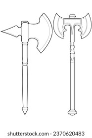 Conjunto De Contorno De Un Vector Ex Medieval. Ilustración dibujada a mano vectorial aislada en fondo blanco.
