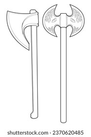 Conjunto De Contorno De Un Vector Ex Medieval. Ilustración dibujada a mano vectorial aislada en fondo blanco.
