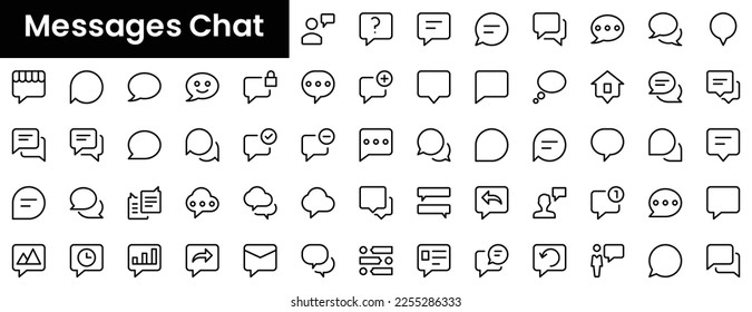 Set of outline messages chat icons. Minimalist thin linear web icon set. vector illustration.