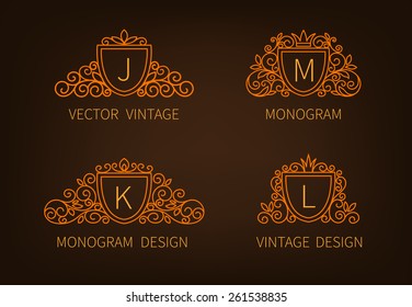Set outline monograms frame. Can be used as logo of organizations and firms.