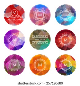 Set of outline monograms and logo design geometric templates. Vector illustration.