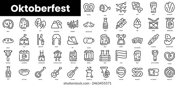 Set of outline oktoberfest icons. Minimalist thin linear web icon set. vector illustration.